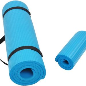 All Purpose 1/2-Inch Extra Thick High Density Anti-Tear Exercise Yoga Mat and Knee Pad with Carrying Strap and Optional Yoga Blocks, Multiple