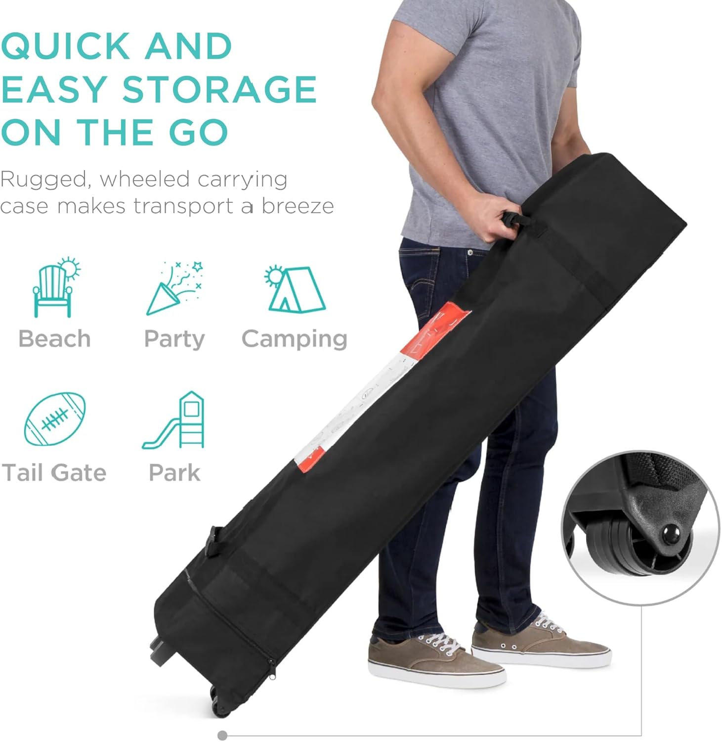 Best Choice Products 10x10ft 1-Person Setup Pop Up Canopy Tent Instant Portable Shelter w/ 1-Button Push, Case, 4 Weight Bags - Black - Image 3