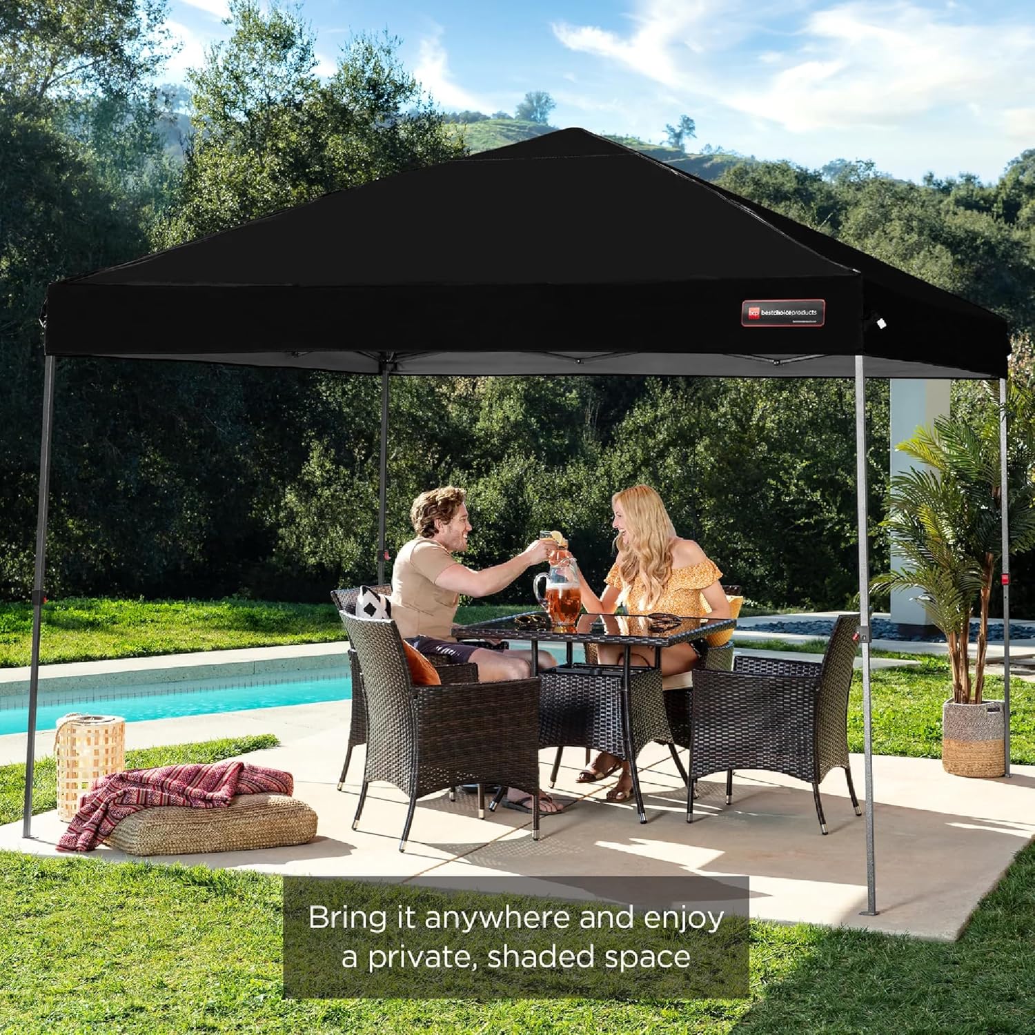 Best Choice Products 10x10ft 1-Person Setup Pop Up Canopy Tent Instant Portable Shelter w/ 1-Button Push, Case, 4 Weight Bags - Black - Image 7